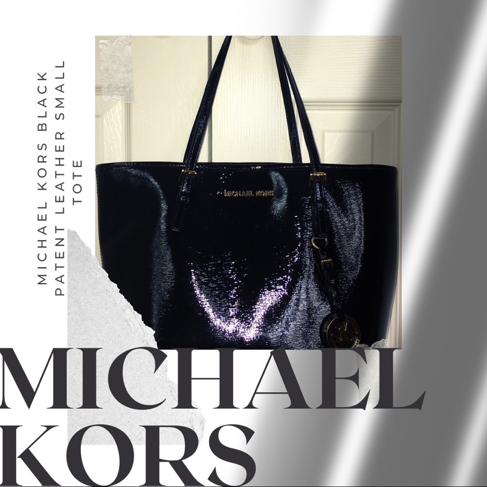 MICHAEL KORS BLACK PATENT LEATHER BAG